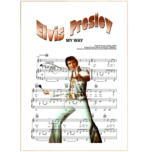 Elvis Presley - I did it my way Lyric Print Music Song Music Sheet Notes Print  Do you feel like Elvis when you wear these?  If not, why don't you try? Going by the popularity of this king of all kings, we can say with confidence that your house will soon be full of his spirit. Accentuate your living room with this print in a large format and make it an authentic home for him.