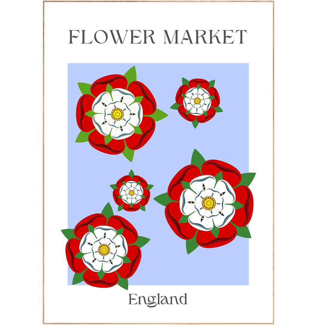 Our England Flowers Market Print is perfect for creating beautiful gallery walls and art posters. Explore our collection of wall art ideas for your living room, bedroom, and kitchen with large prints, contemporary art and designer graphics. Buy your favorite A3 poster today and make your home feel like a market!