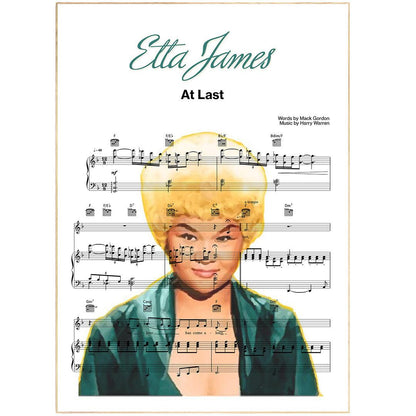 Make your walls sing with this beautiful, personalized print of Etta James' classic love song, "At Last". This poster is the perfect way to add a touch of personal style to your home, and what could be more special than having your own set of personalized song lyrics? Available in a range of sizes and printed on high quality paper, this poster is perfect for framing and would make a beautiful addition to any room in your home.