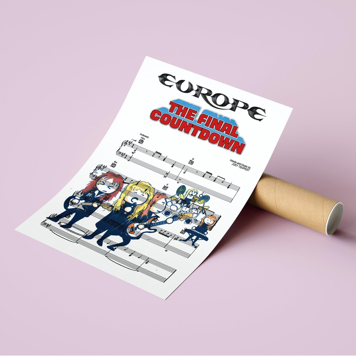 Europe - The Final Countdown Print | Song Music Sheet Notes Print Everyone has a favorite song especially Europe Poster, and now you can show the score as printed staff. The personal favorite song sheet print shows the song chosen as the score. 