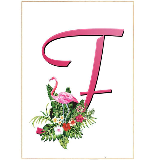Flamingo Letter F Print