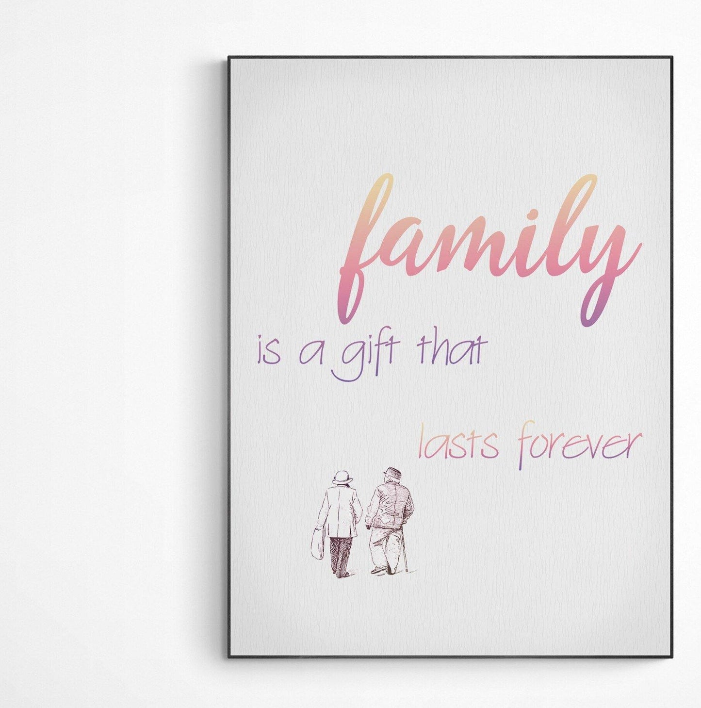 Family Is A Gift Print | Wall Art Home Decor Family | Love Power Prints Art | Inspirational Poster | Gift Idea Print | Typography Wall Art
