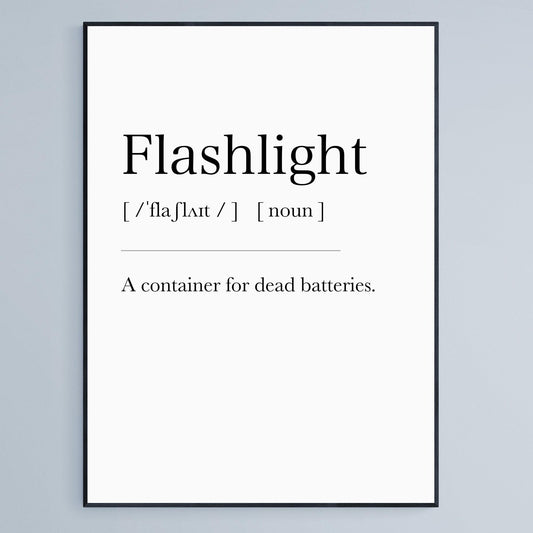 Flashlight Definition Print, Dictionary Art , Definition Meaning Print Quote, Motivational Poster Wall Art Decor, Best Gift For Best Friend