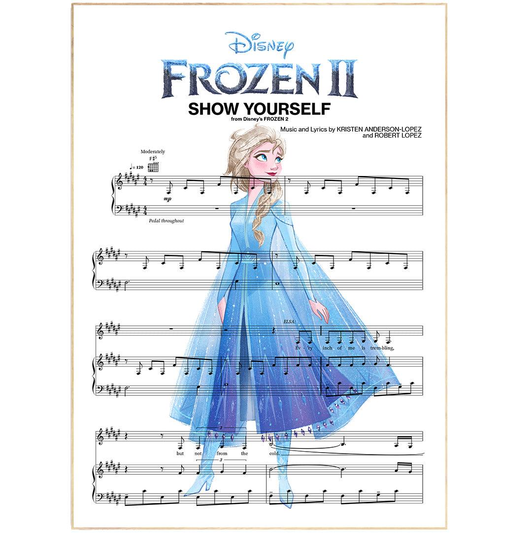 Let the soundtrack of your life take center stage with this incredible Frozen 2 - SHOW YOURSELF Poster. A beautiful representation of your favorite song lyrics, this poster is perfect for adding personality and style to any room. Printed on high-quality paper that's sure to stay vibrant for a long time, you can show off your love for art and music with this timeless piece from 98Types Music. An alluring addition to any decor, it's sure to be the newest showstopper in the room.