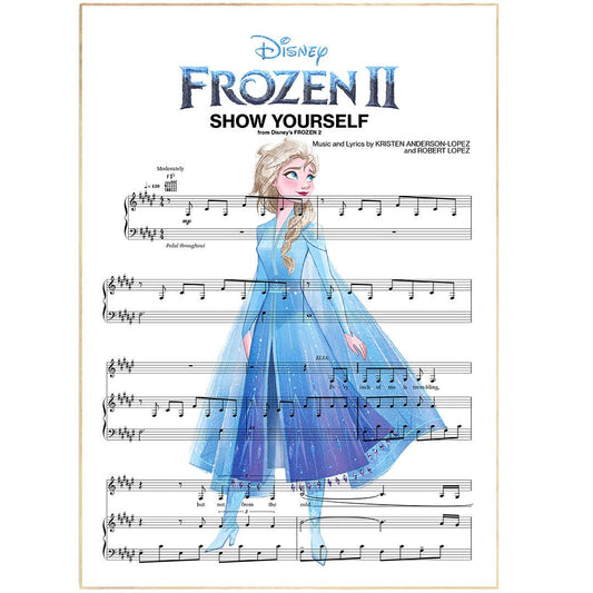 Let the soundtrack of your life take center stage with this incredible Frozen 2 - SHOW YOURSELF Poster. A beautiful representation of your favorite song lyrics, this poster is perfect for adding personality and style to any room. Printed on high-quality paper that's sure to stay vibrant for a long time, you can show off your love for art and music with this timeless piece from 98Types Music. An alluring addition to any decor, it's sure to be the newest showstopper in the room.