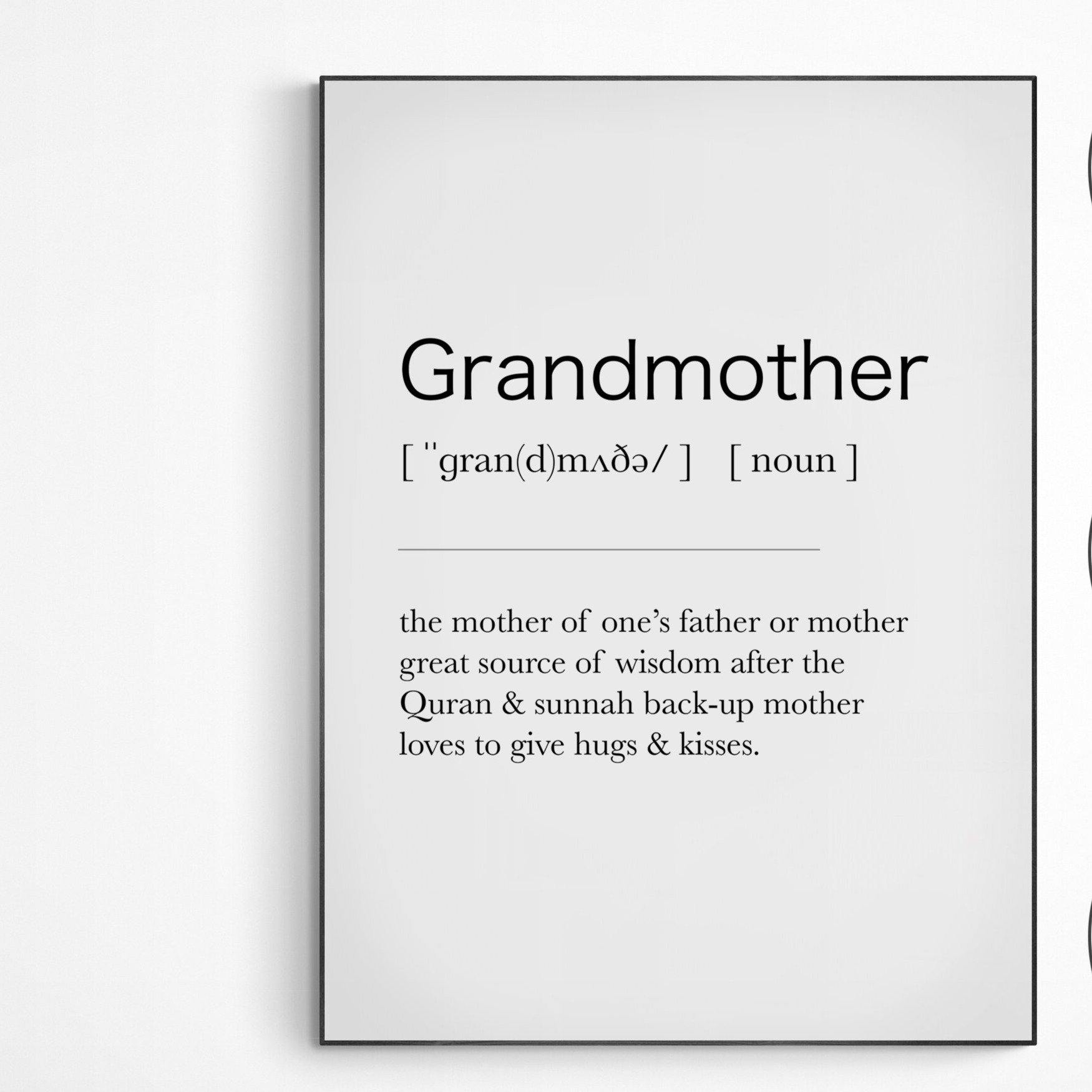 Grandma Definition Print | Grandma Gift | Nanny Wall Art | Nan Home Decor | Grandma Print | Gifts for Birthday | Inspirational Poster | Typography Wall Art