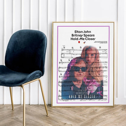 This is not just a poster. It's a work of art. This beautiful poster by 98types pays tribute to two of the greatest musicians of our time. Elton John and Britney Spears come together in an alluring print that is perfect for any music lover. Whether you're putting it in your music room or just want to show your love for the arts, this poster is a must-have for any collector.