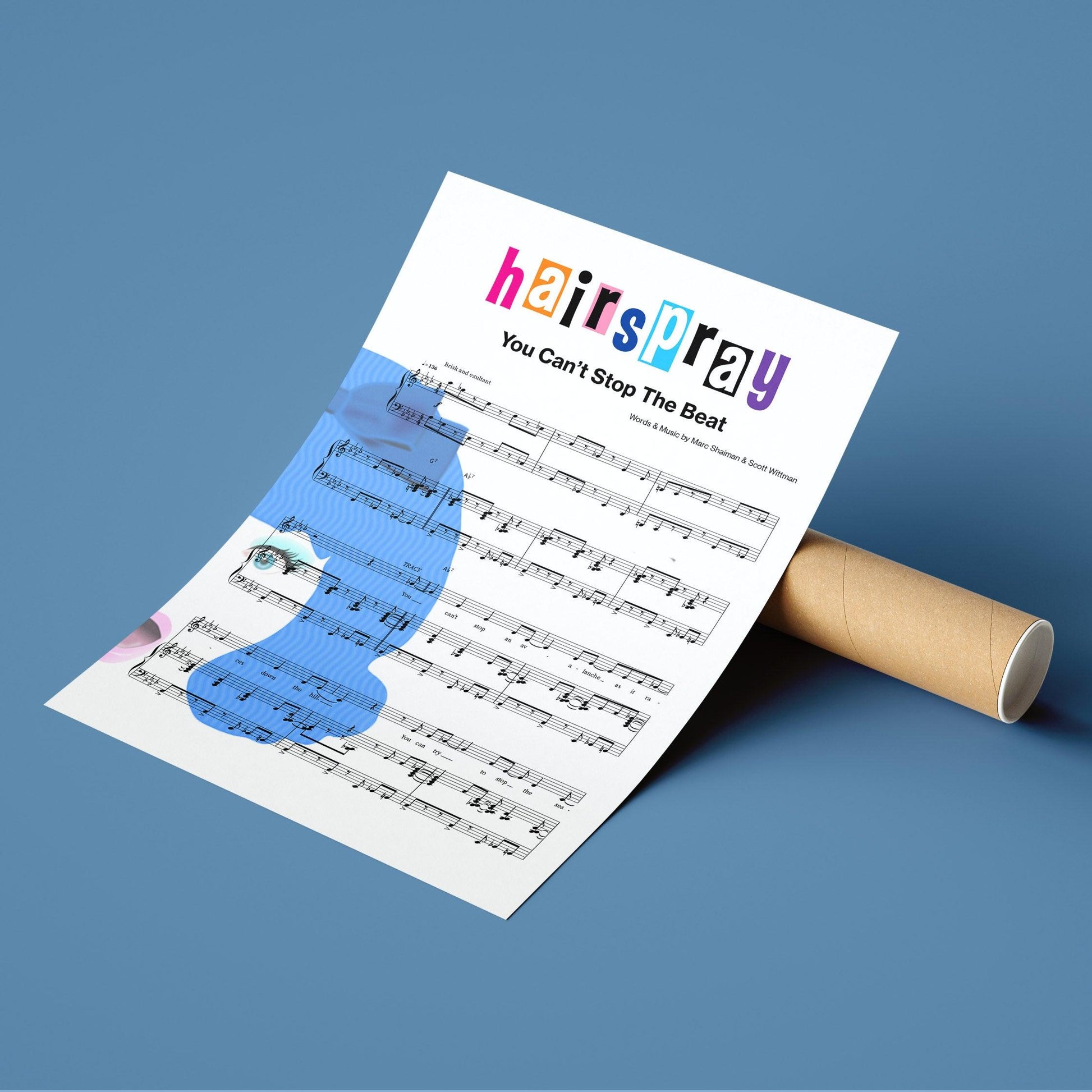 Hairspray - You Can’t Stop The Beat Print | Song Music Sheet Notes Print  Everyone has a favorite Song lyric prints and  Hairspray now you can show the score as printed staff. The personal favorite song lyrics art shows the song chosen as the score.