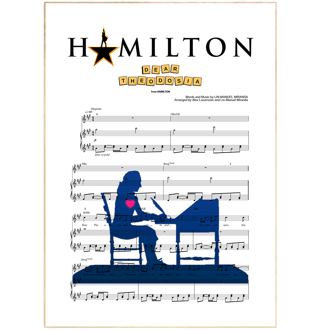 Bring the magic of Hamilton - DEAR THEODOSIA to your walls with this official Broadway poster from 98Types Music. This unique poster design is sure to bring a touch of elegance to any space. With its bright yet subdued colors, it's perfect for any room. The quality printing ensures the details are vibrant and true to the original art. Hang this beautiful poster anywhere and enjoy its beauty for years to come. It's a great way to show off your enthusiasm for Hamilton - DEAR THEODOSIA