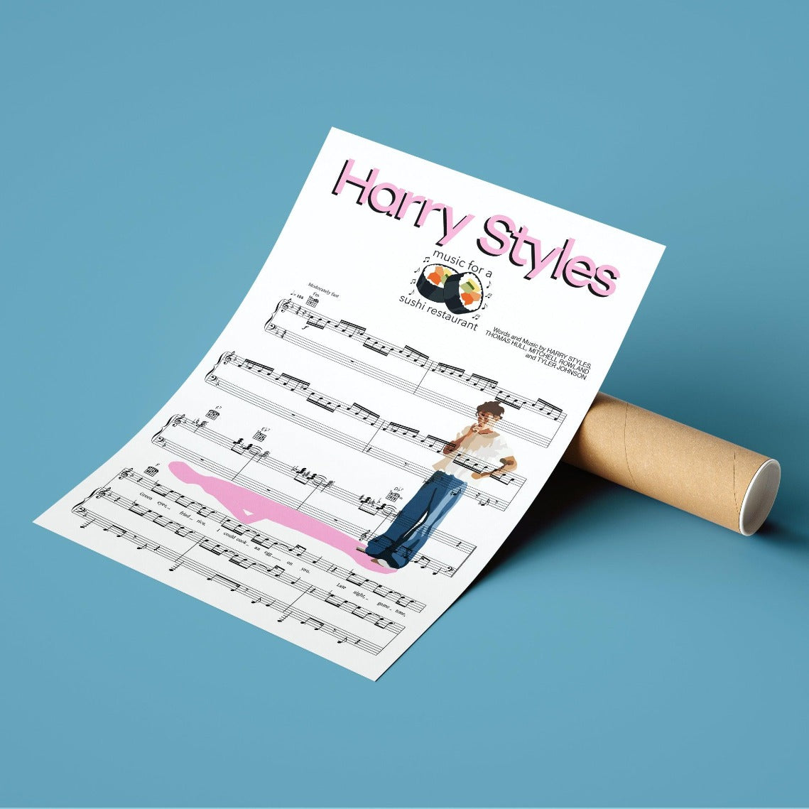 Give the music lover in your life the perfect present with this unique and personalized song lyric gift. This beautiful print features the song lyrics to Harry Styles' song "Music For a Sushi Restaurant" - a beautiful and romantic song that is perfect for any wedding. The print is personalized with the name of the recipient and comes in a beautiful black frame.