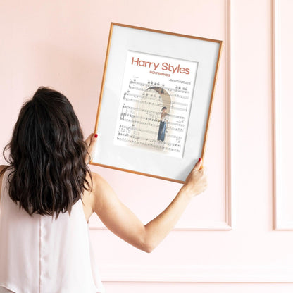 Add some music to your home décor with this print of Harry Styles’s BOYFRIENDS lyrics.This print is the perfect addition to any music lover’s home. It would also make a great gift for any Harry Styles fan.Frame this print and hang it on your wall to show off your love for music and Harry Styles.