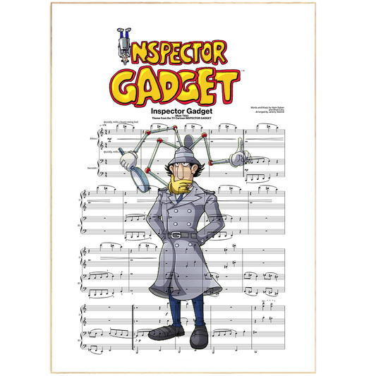 You know you want it. This unique Inspector Gadget poster features the show's main theme song lyrics, expertly converted into beautiful, hand-lettered art. It's the perfect addition to any fan's collection, and also makes a great wedding or anniversary gift. Frame it and hang it on the wall, or give it as a framed print to your favorite gadget geek.