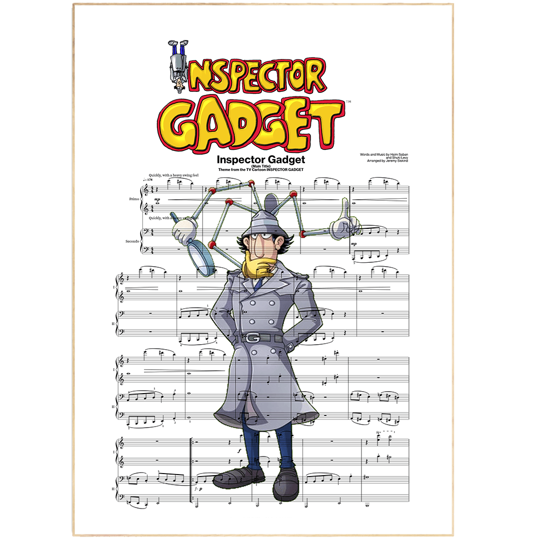 You know you want it. This unique Inspector Gadget poster features the show's main theme song lyrics, expertly converted into beautiful, hand-lettered art. It's the perfect addition to any fan's collection, and also makes a great wedding or anniversary gift. Frame it and hang it on the wall, or give it as a framed print to your favorite gadget geek.