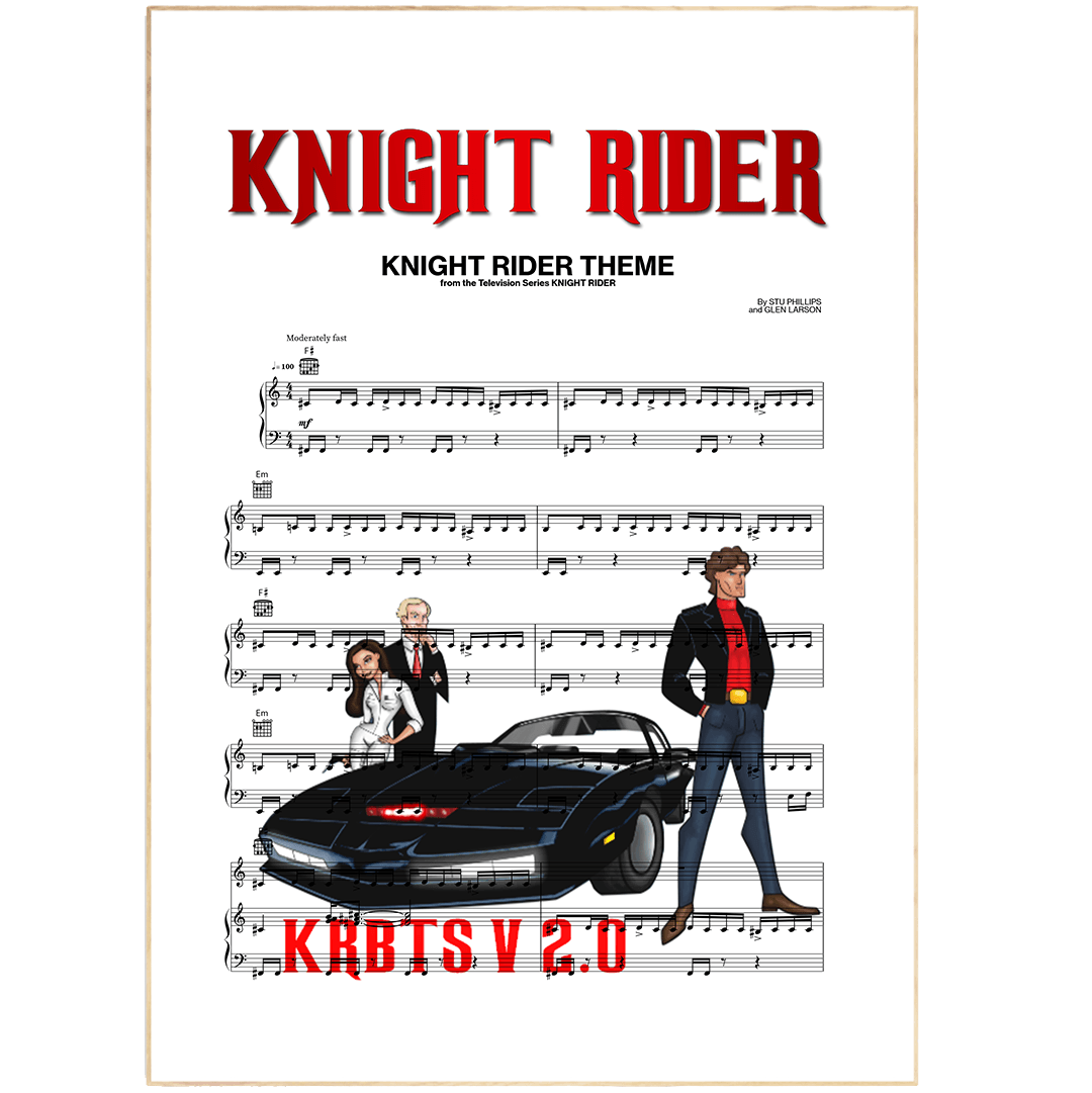 Get revved up for a timeless classic with the KNIGHT RIDER THEME Main Theme Poster. This hand-crafted poster features the original lyrics of this iconic theme song printed in sharp detail on quality paper. Whether it's in your bedroom, office, or living room, this poster is sure to bring nostalgia as you hum along and reminisce over the 80s hit. Let your walls reflect your love of music and fine art with this one-of-a-kind piece from 98Types Music.