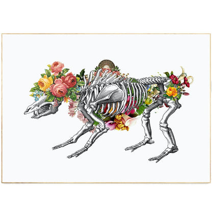 Lion Skeleton Anatomical Flowers | Anatomical Body Print
