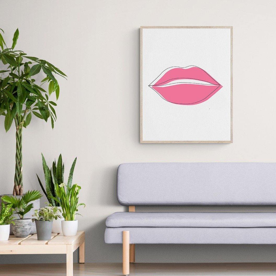 Lips for You Line Art Print | Contemporary Minimal Wall Decor | Scandi Design Style