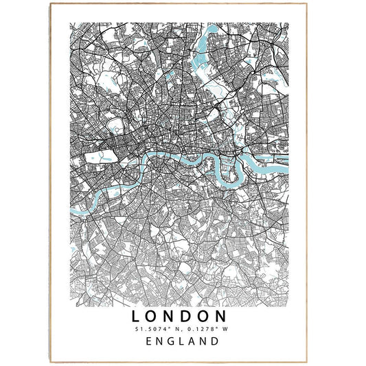 LONDON City Street Map Print