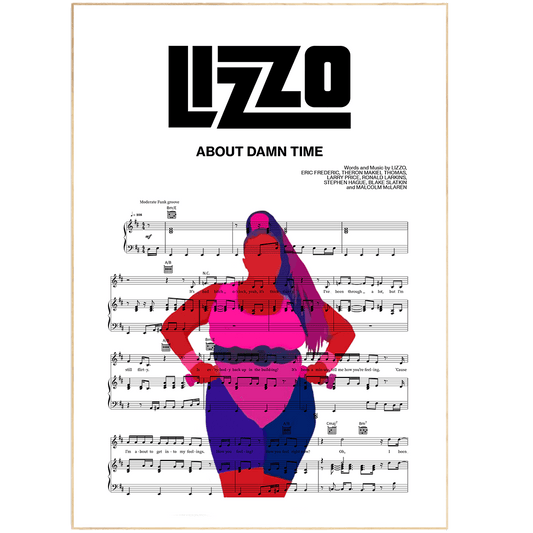 Lizzo - ABOUT DAMN TIME Poster | Song Music Sheet Notes Print Add some soul to your walls. This piece is the perfect addition to any music lover's home. Featuring the lyrics to Lizzo's hit song "ABOUT DAMN TIME," this print is a must-have for any fan. Hang it in your bedroom, living room or anywhere you need a little musical inspiration.