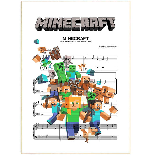 Looking for something unique and special for a music lover? Look no further! This beautiful poster print features the main theme from the popular video game MINECRAFT, with the lyrics of the song handwritten in stylish calligraphy. The perfect gift for any music lover, this print is a beautiful and unique way to showcase your favorite song lyrics.
