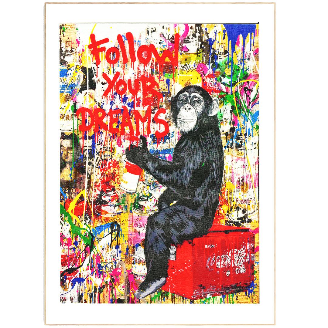 The perfect addition to your art collection. Mr Brainwash is one of the most famous street artists in the world. This print is a beautiful addition to any art collection. With a motivational message, this print is sure to inspire you to follow your dreams. 98TYPES.CO.UK