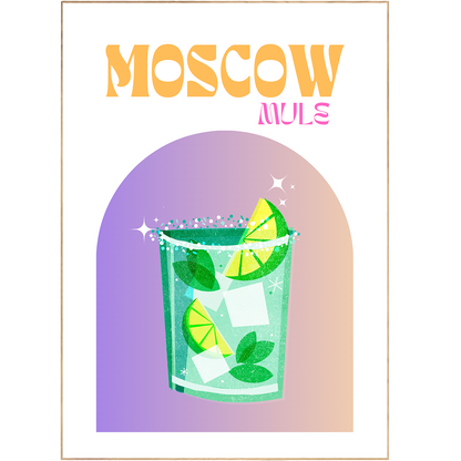 MOSCOW COCKTAIL PRINT is a collection of popular artist-inspired wall art posters featuring classic cocktail recipes. The art is digitally printed on fine art paper for striking HD color; perfect for bar cart wall art, nursery wall art, kitchen wall art, and any modern interior. Discover a unique retro or boho print to give as a gift, or enjoy a colorful cocktail lasting longer than one night!