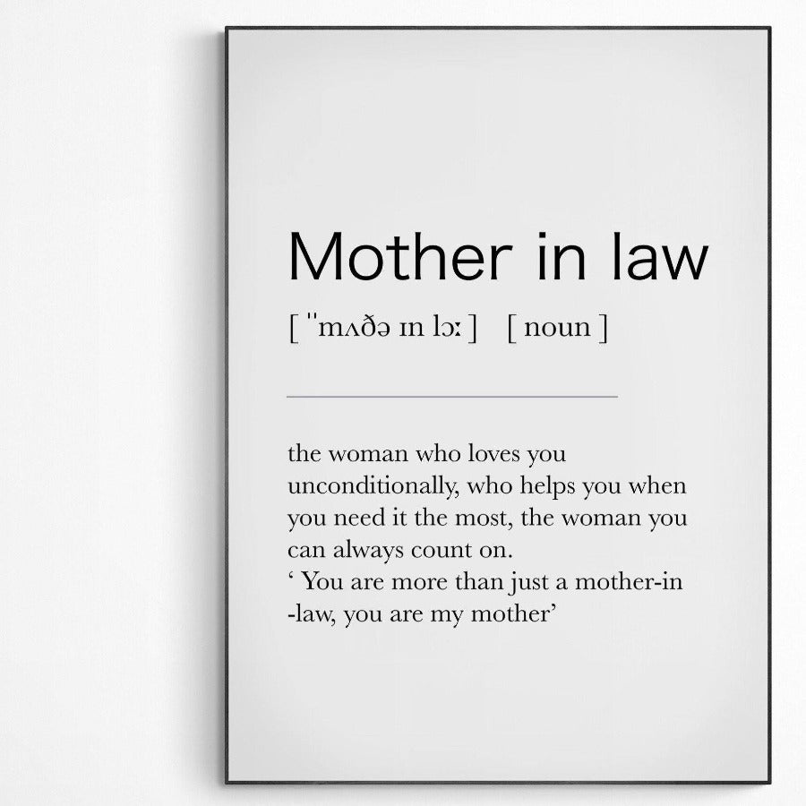 MOTHER IN LOW Definition Print | Dictionary Art Poster | Wall Home Decor Print | Funny Gifts Quote | Greeting Card | Variety Sizes - 98types