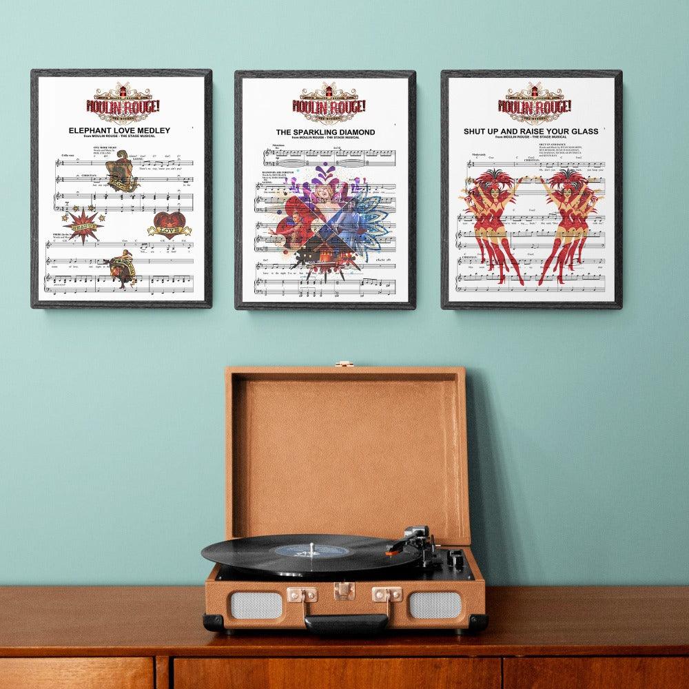 MOULIN ROUGE - The Sparkling Diamond Print | Song Music Sheet Notes Print  Everyone has a favorite Song lyric prints and Moulin rouge now you can show the score as printed staff. The personal favorite song lyrics art shows the song chosen as the score.