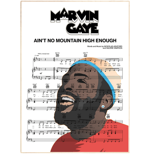 Print lyrical with these unusual and Natural High quality black and white musical scores with brightly coloured illustrations and quirky art print by artist Marvin Gaye to put on the wall of the room at home. A4 Posters uk By 98types art online.