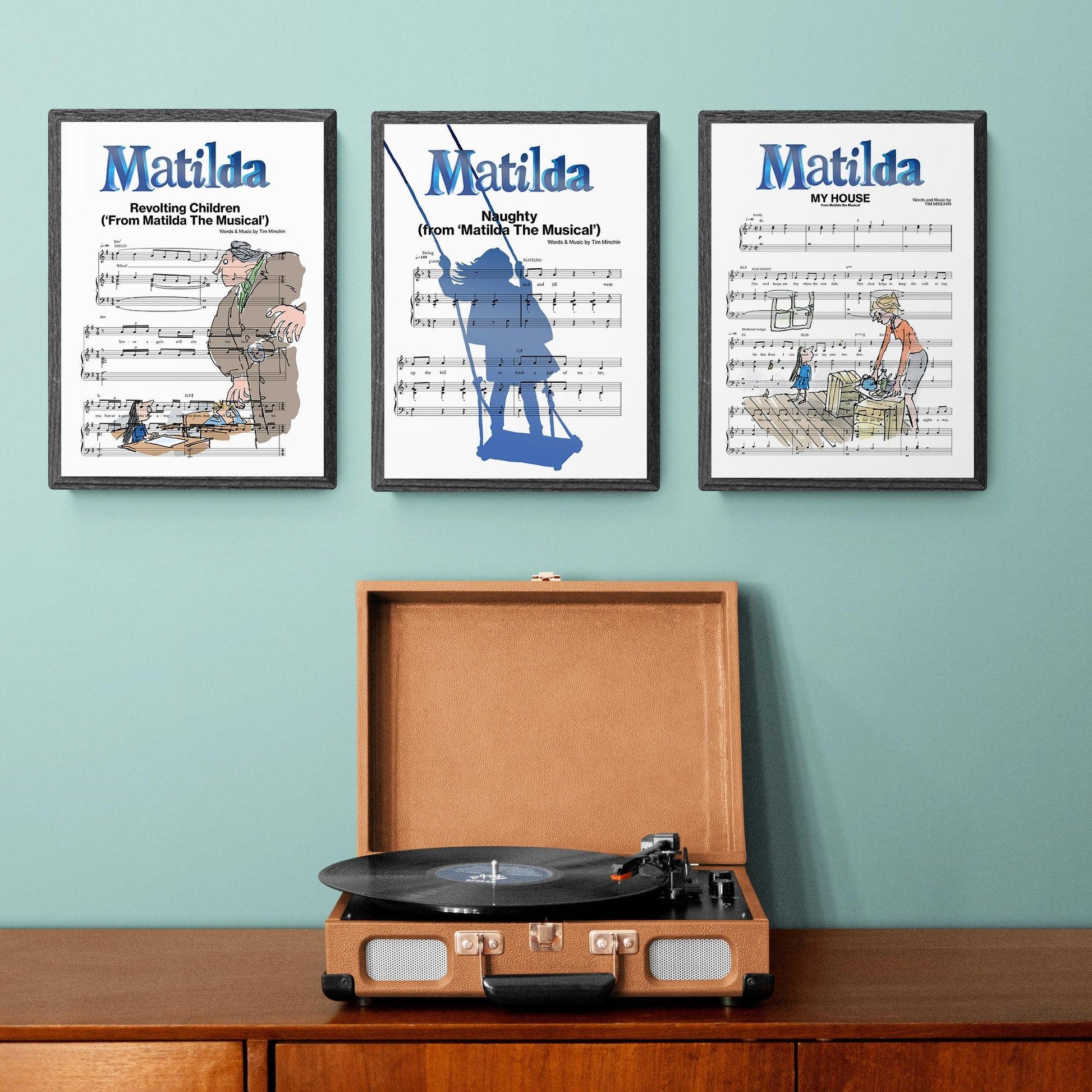 Matilda The Musical Naughty Print | Song Music Sheet Notes Print   Everyone has a favorite Song lyric prints and Matilda the Musical now you can show the score as printed staff. The personal favorite song lyrics art shows the song chosen as the score.