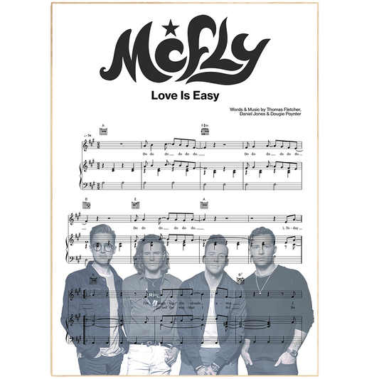 This poster is a beautiful and unique piece of art which is also a great conversation starter.The lyrics to the McFly song 'Love Is Easy' are beautifully written and make for a great piece of wall art.This poster would look great in any room and would be the perfect addition to any music lover's home.