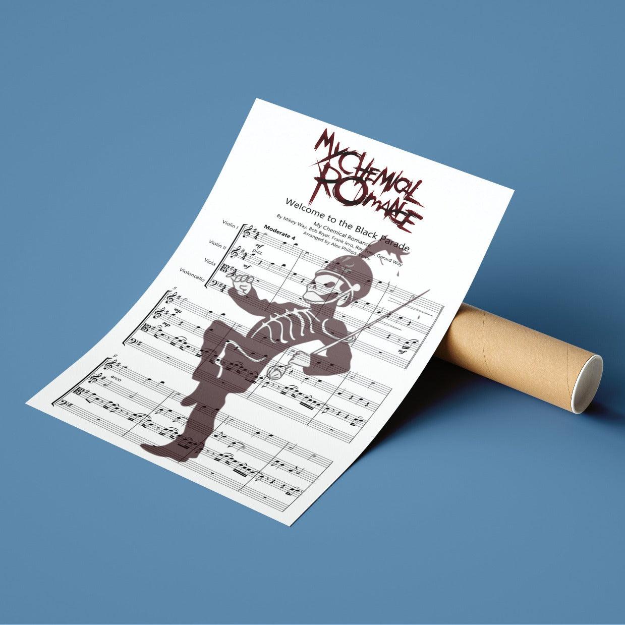 My Chemical Romance - Welcome To The Black Parade Song Music Sheet Notes Print Everyone has a favorite Song lyric prints and with My Chemical Romance now you can show the score as printed staff. The personal favorite song lyrics art shows the song chosen as the score.