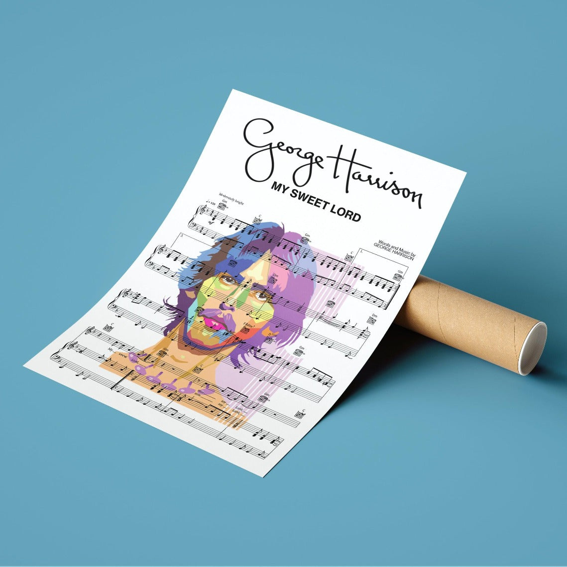 Give your walls some love with this personalized George Harrison - My Sweet Lord poster. What could be more personal than printing your favorite song lyrics onto a piece of art? This beautiful print would make the perfect addition to any music lover's home.