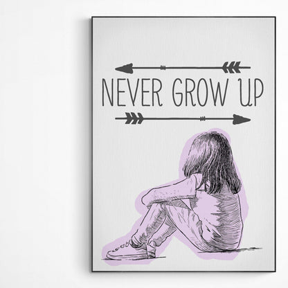 never grow up Poster | Original Print Art | Motivational Poster Wall Art Decor | Greeting Card Gifts | Variety Sizes