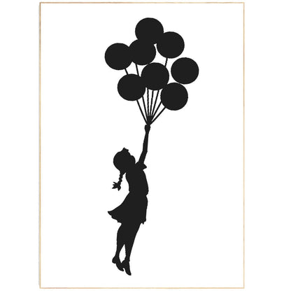 Banksy's Flying Girl with Balloons is a must for your art collection! A beautiful and powerful piece by street art legend Banksy, Flying Girl with Balloons is a depiction of a young girl letting go of a barrage of balloons. Painted in 2006, this iconic work is a must for any art collector.
