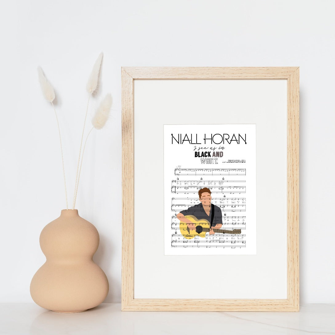 This poster features the song lyrics of Niall Horan in black and white. It's the perfect addition to any wall, making a great gift for any music fans. Hand-crafted with the highest-quality material, this poster is guaranteed to bring life to your walls.