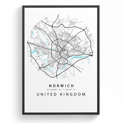 Norwich Street City Map Print