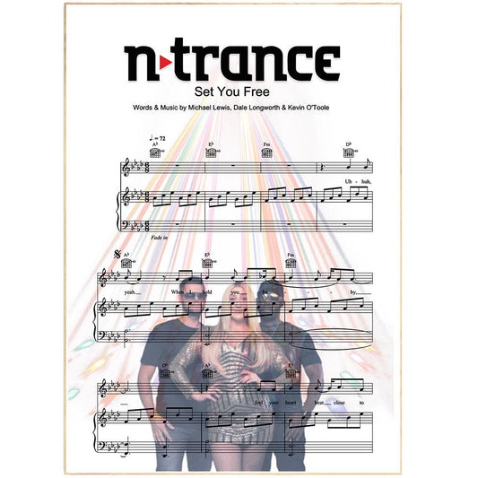 N-Trance Set You Free Grey Heart Song Lyric Quote Print