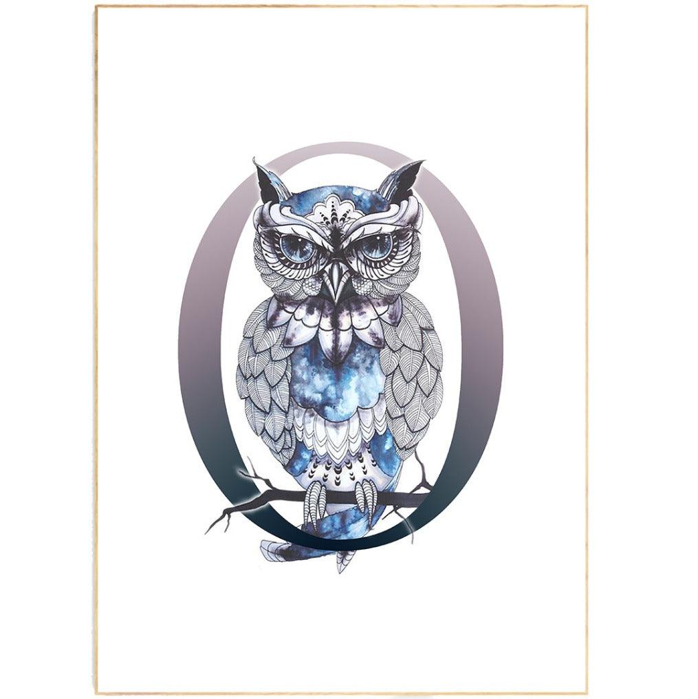 Owl Letter O Print