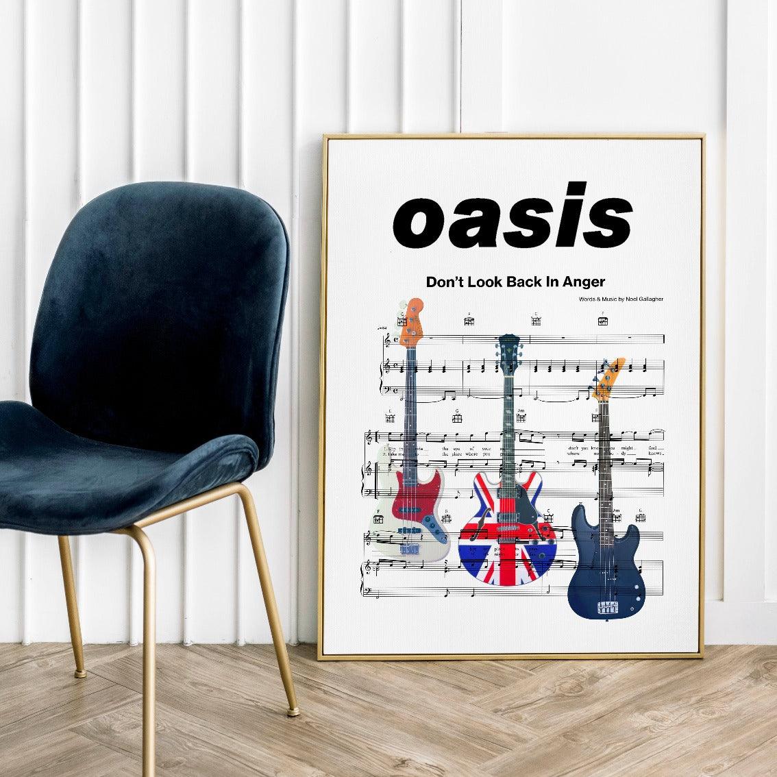 Oasis • Don’t Look Back In Anger Song Lyric Print | Song Music Sheet Notes Print  Everyone has a favorite song and now Oasis • Don’t Look Back In Anger you can show the score as printed staff. The personal favorite song sheet print shows the song chosen as the score. 