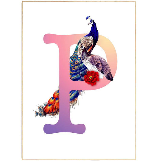Peacock Letter P Print