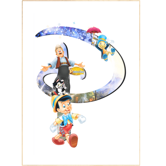 Relive the magic of Disney with this Pinocchio movie poster! You get all your favourite characters in one place - from Mickey to Jasmine - and you can hang it on your wall to bring the Disney world a little closer to you! With its vibrant colours and iconic images, this poster is sure to make your room sing (or, y'know, whatever wood pieces do). Get in the Disney spirit with this amazing poster!