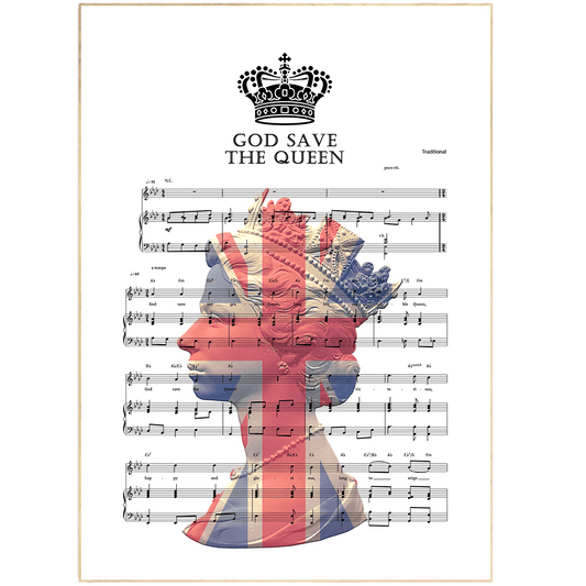 God Save The Queen - Queen Elizabeth II Print Song Music Sheet Notes Print This poster will make you fall in love with Queen Elizabeth II instantly! She is an icon of Britain. She has a glorious history and has been ruling this country for decades now. Whether you are a big fan of Royals or not, we are sure that you'd want to hang this beautiful piece at home.