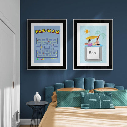 Nordic Modern Classic Arcade Game Pac-Man Prints Wall Art Pictures  Retro Living Room Home Deco fans.