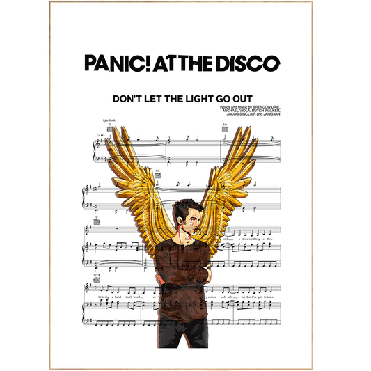 Decorate your home with this Panic at the Disco - DON’T LET THE LIGHT GO OUT poster. Constructed with high-quality materials, it features song lyrics inspired artwork and custom music prints, making it an ideal addition to any blank wall. Enjoy the memorable first dance anniversary with prints4u's music wall art.