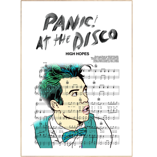 This limited edition poster celebrates Panic at the Disco's first dance anniversary and features their hit single High Hopes. Featuring beautiful lyric art printed on high-quality paper and packed with vibrant colors, this poster is perfect to commemorate your favorite artist. With prints4u, enjoy expertly crafted music wall art prints that are sure to become the centerpiece of any room.