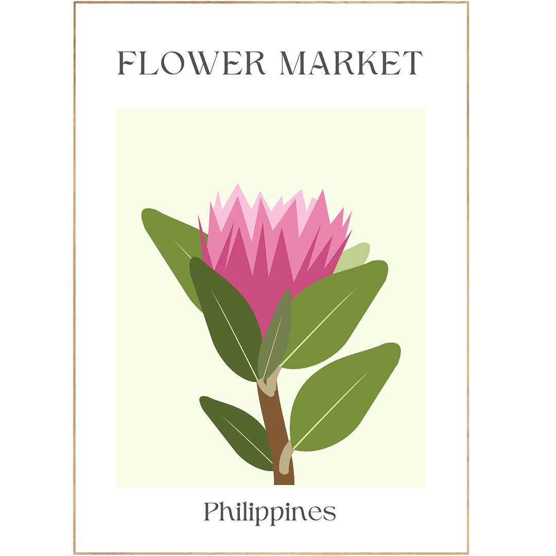 Our Philippines Flowers Market Print features 98 types of prints, combining trendy and beautiful pastel colors with pure designs and abstract flowers. The print is perfect for a gallery wall, home shop, or any interior, bringing Scandinavian design to life with floral drawing posters and colorful shapes in color. Perfect for adding a touch of color and personality to your home.