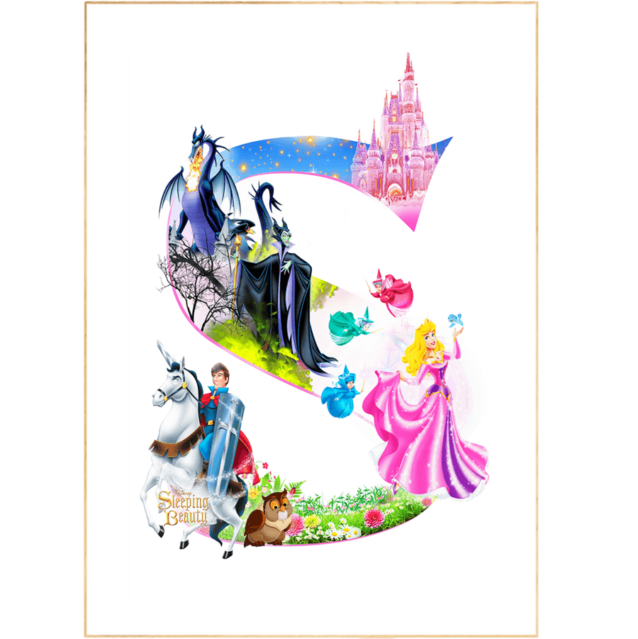 Add a touch of magic to your walls with the Sleeping Beauty Movie Poster! Featuring all your favourite Disney heroes at one place, let your inner child be delighted by this iconic Disney poster design. Hang in your room wall movies section, fine art prints or Disney World wall art for an extra magical touch! With bright, vibrant colours and a bold layout, you won't ever want to wake up from this Disney dream.