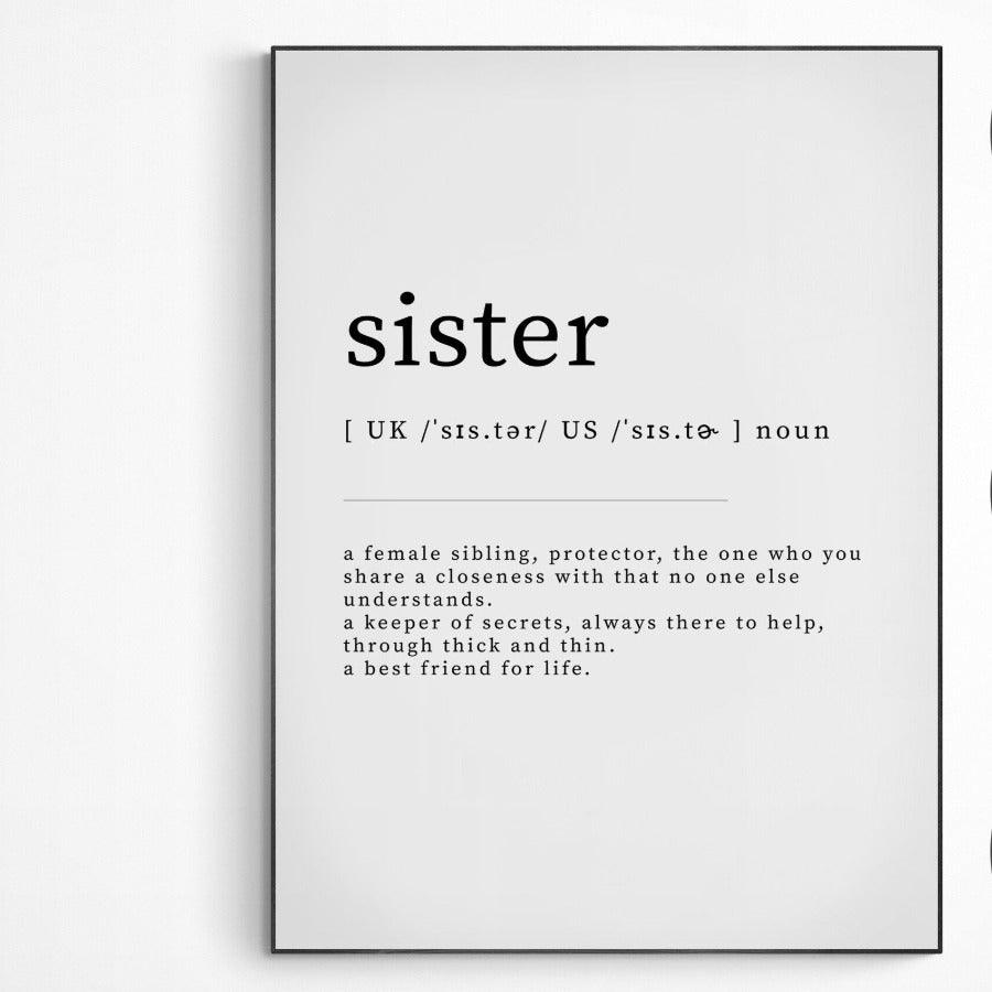 Sister Funny Home Gift | Quote Poster Print | Typography Wall Art | Motivational Greeting Card