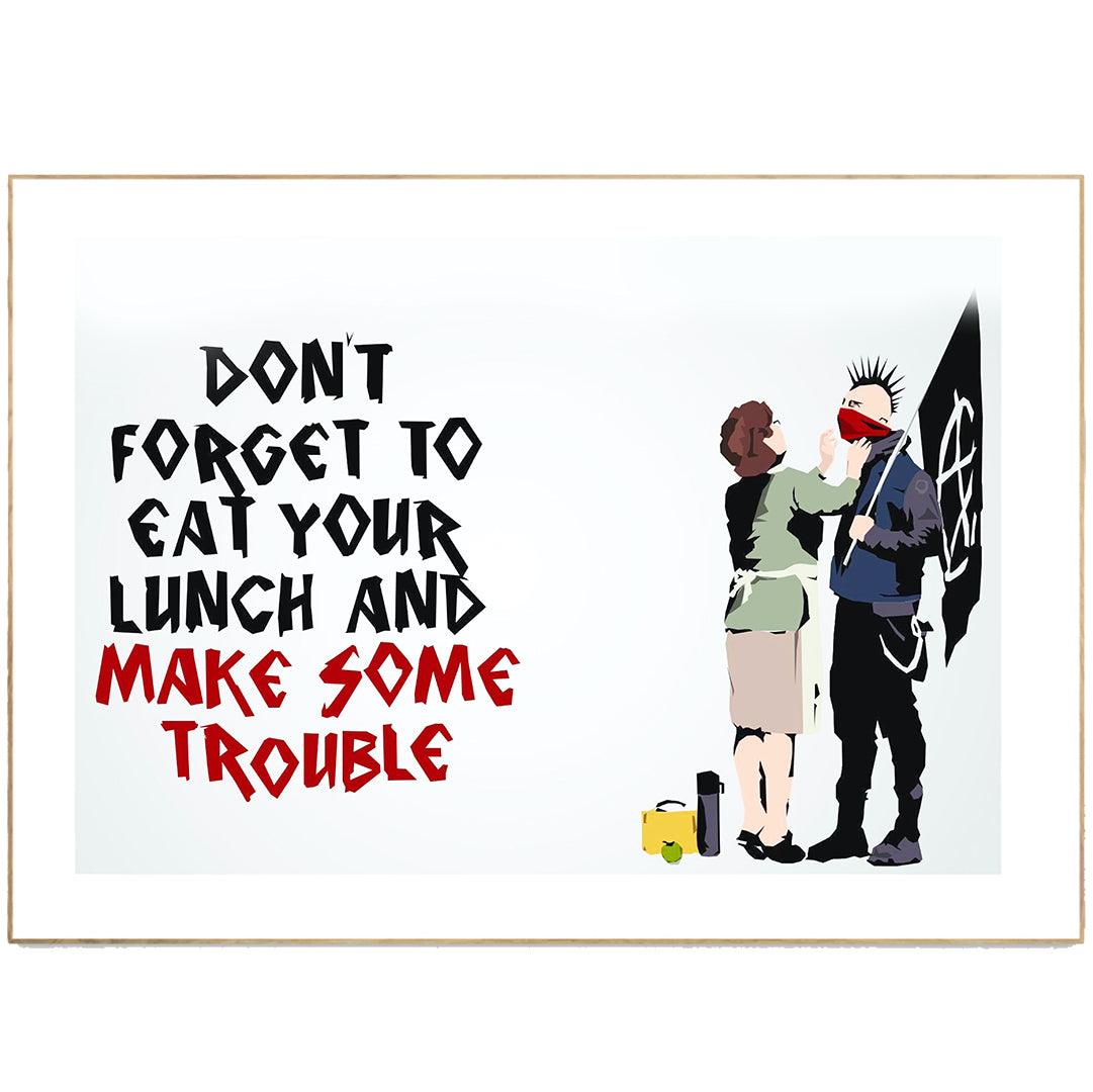 This Don’t Forget Your Scarf Banksy Print is the perfect addition to any street art enthusiast’s collection. This print features one of Banksy’s most iconic images, a girl with a balloon, with the words “Don’t forget your scarf” added. This print is a great way to add a bit of Banksy’s wit and humor to your home or office.