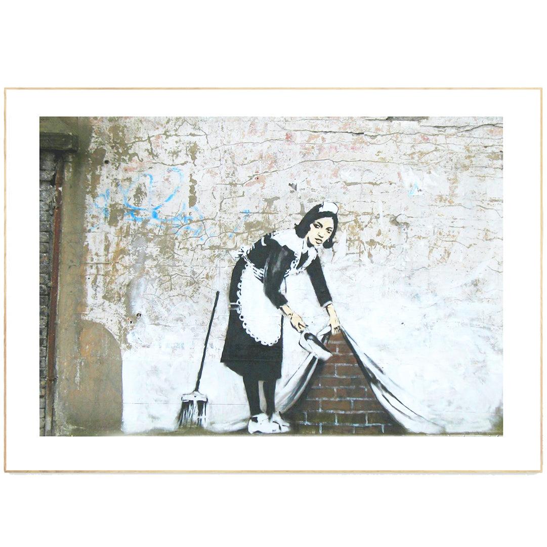 Bring some edge to your home with this Banksy print. This street art piece is sure to add some personality to any room. Whether you're a Banksy fan or just appreciate street art, this print is a great way to show it off.